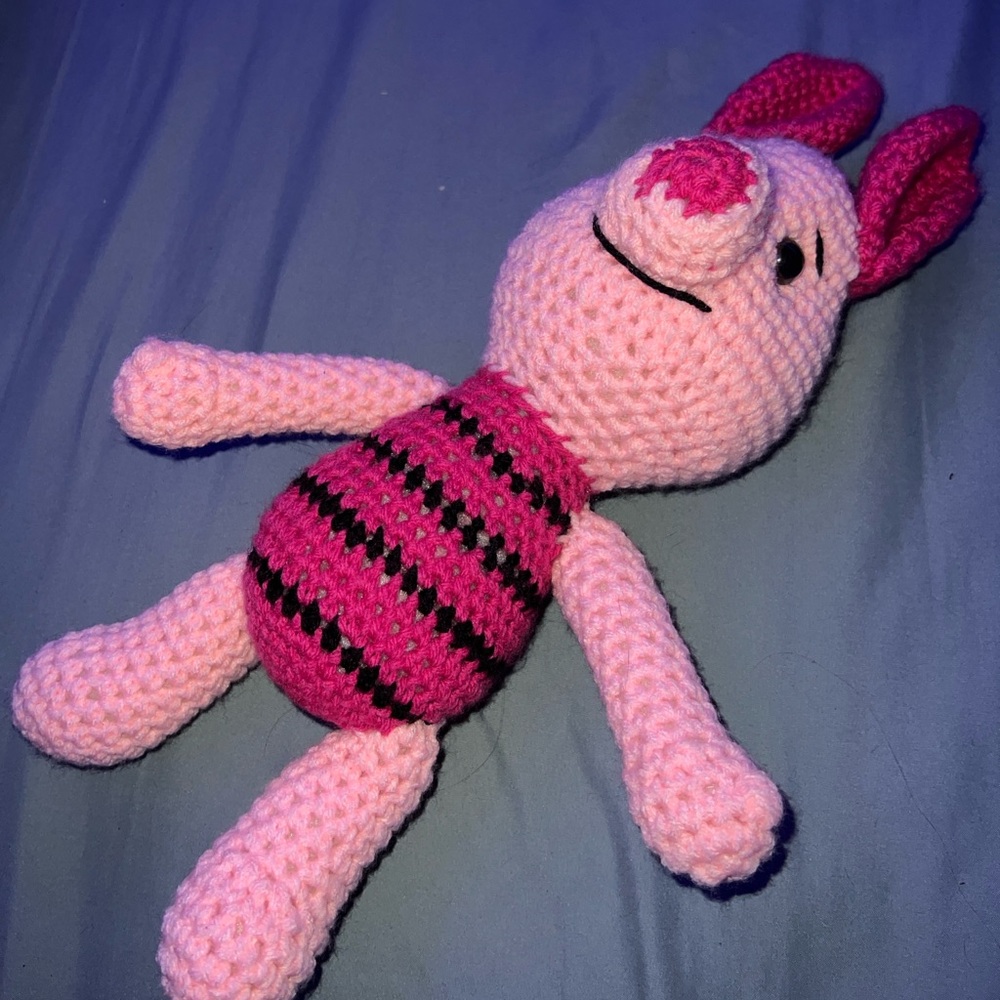 crocheted disney piglet stuffed animal stuffie handmade